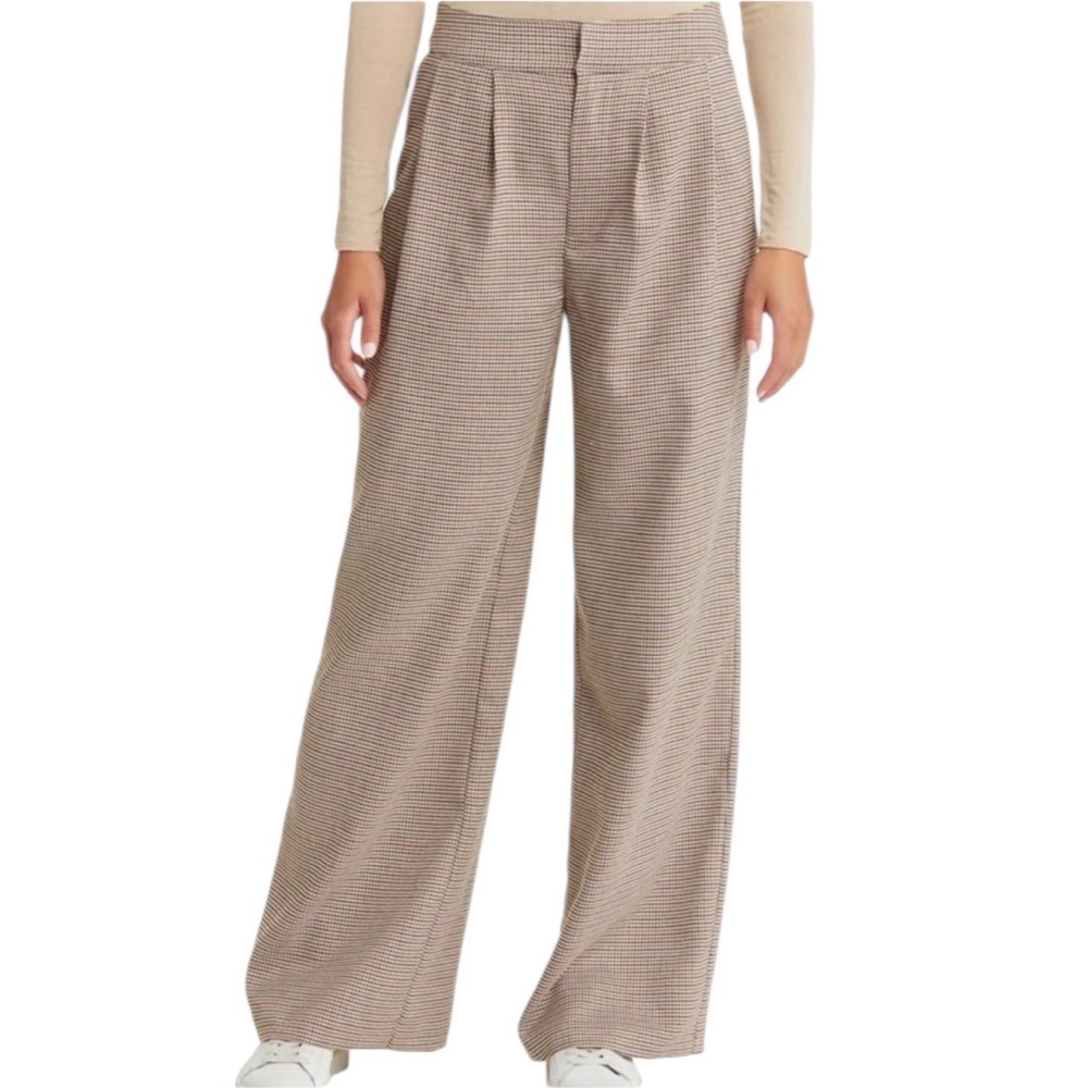 NWT Steve Madden Women’s Isabella Houndstooth Wide-Leg Pants Fall Winter